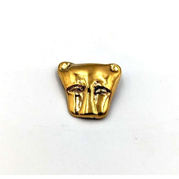 Metropolitan Museum Art Sterling 925 Vermeil MMA Lioness Cat Mask Pin Brooch - Picture 1 of 11